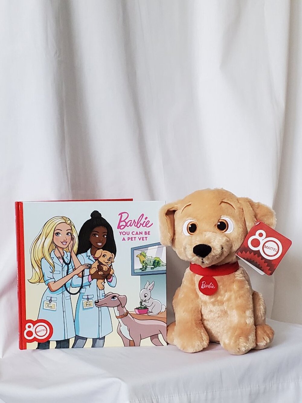 Barbie puppy Plush Toy & "You can be a Vet"  hardcover Book Set Brand New!